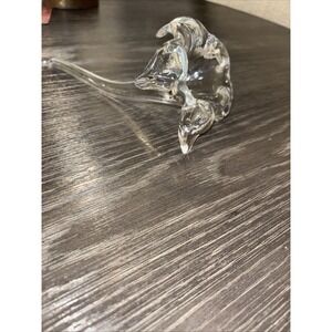 VTG Hand Blown  Clear Art Glass Lily Trumpet Flower Bud Vase Floral 7"